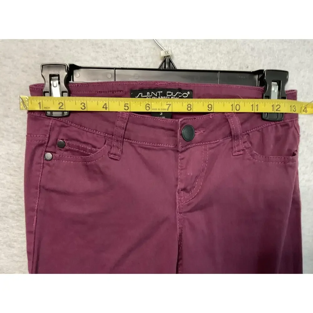 Celebrity Pink Silent Disco Jeans Womens 3 Burgundy Wine‎ Skinny Stretch Juniors